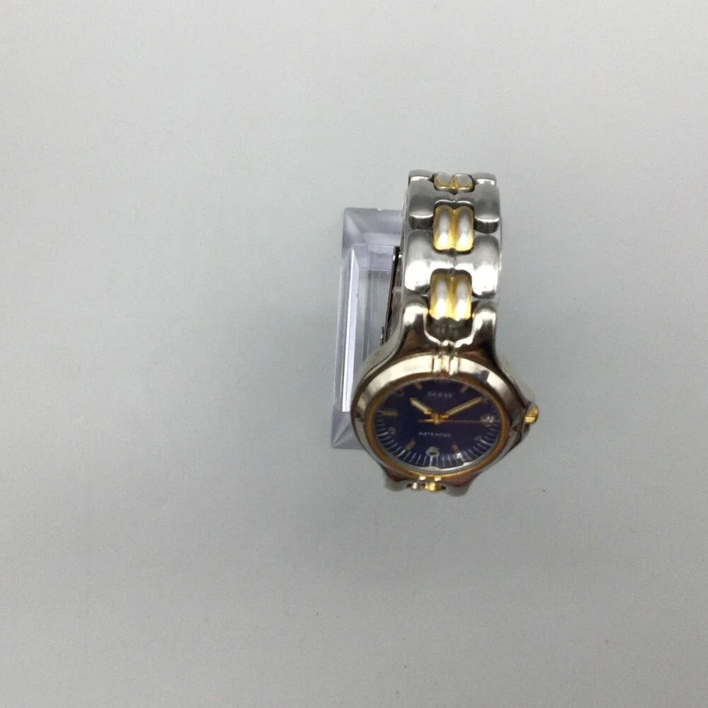 Vintage Guess Waterpro Womens Watch 26mm Blue Dial Two Tone Date New Battery 7